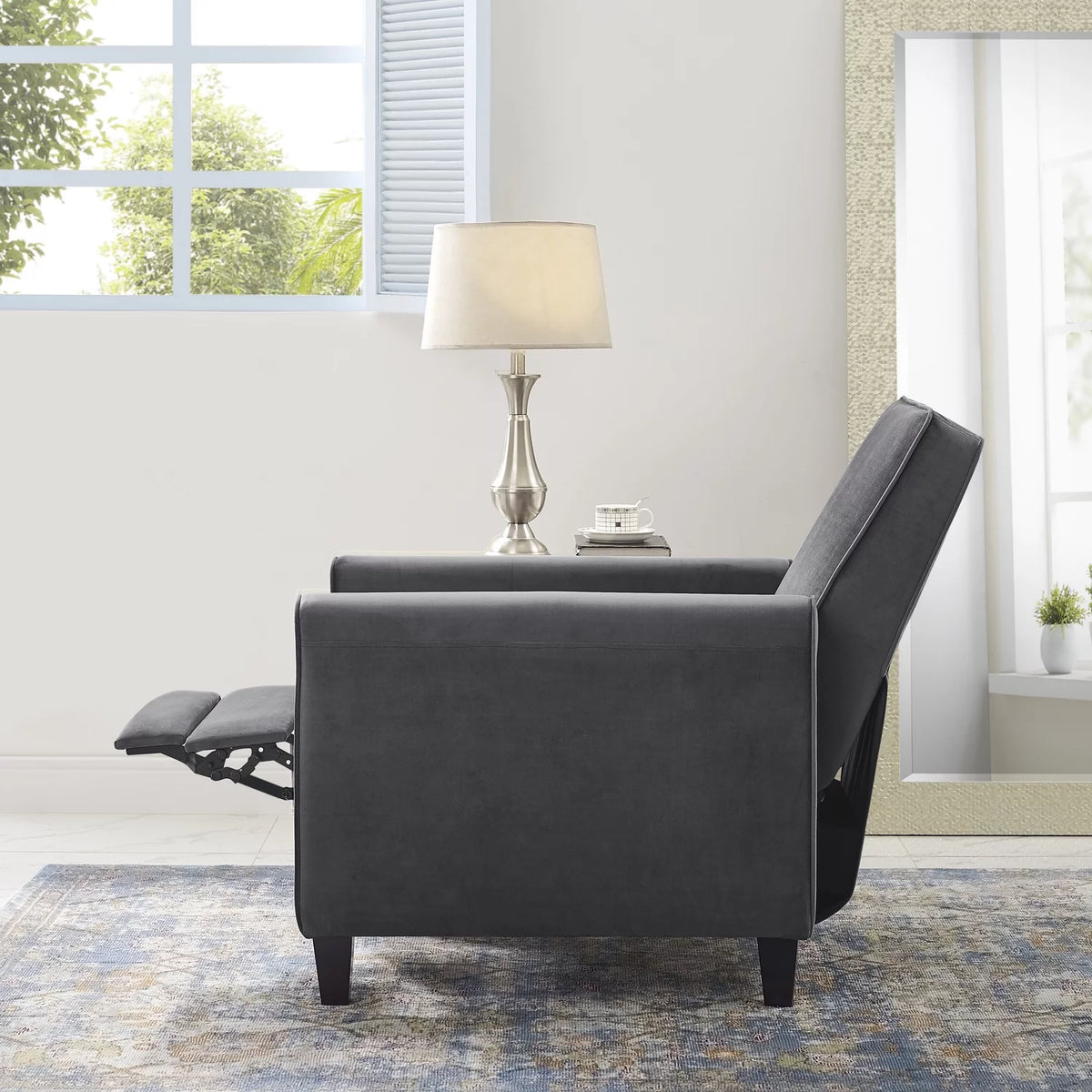 Set of 2 Cream Linen Upholstered Recliner P407046