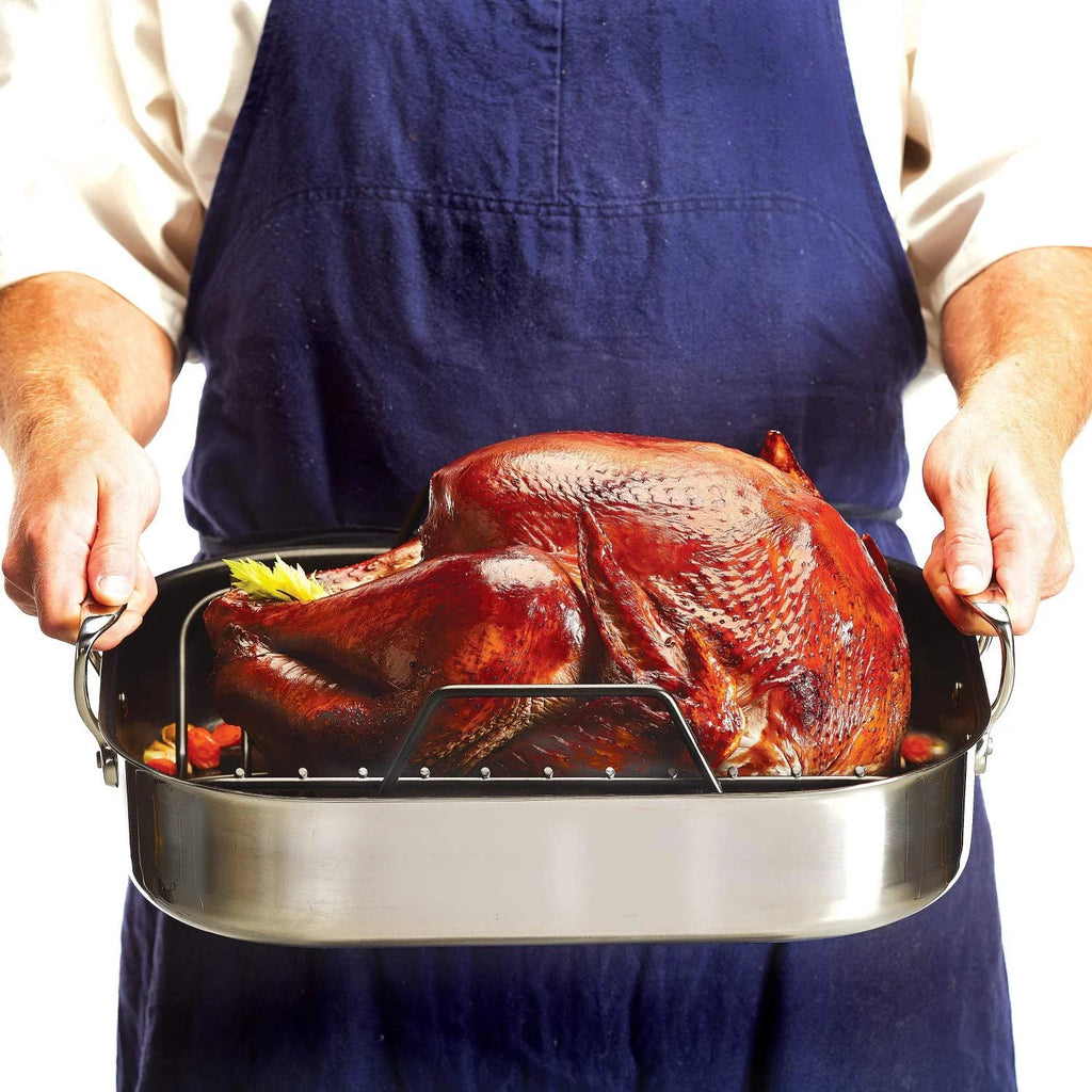 Large Stainless Steel Nonstick Roaster with Rack U69330