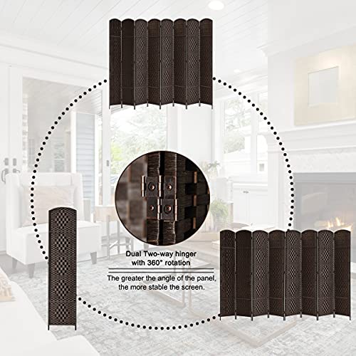 6 Panel Dark Coffee Folding Room Divider Y798821