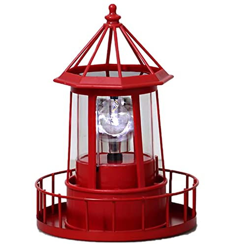 Solar Powered Lighthouse 360 Degree Rotating Waterproof Garden Statue Lights Z5193