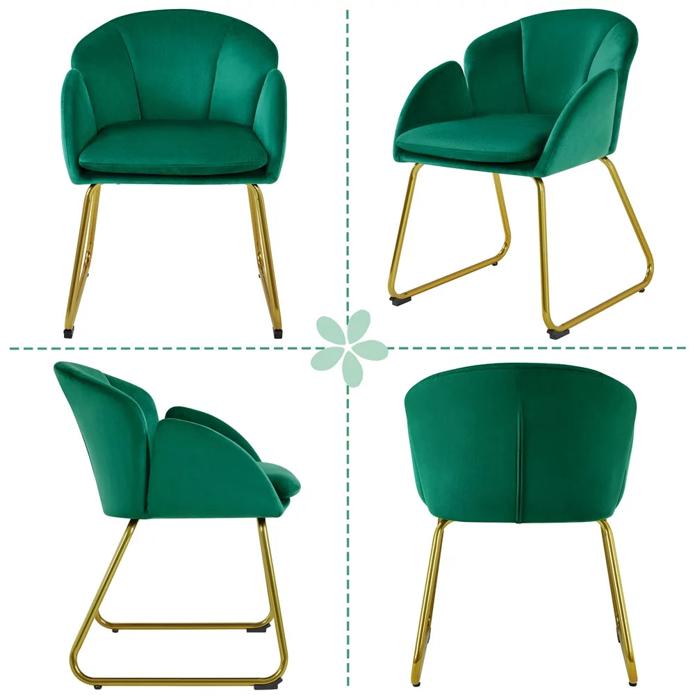 Green Velvet Armchair with Golden Metal Legs I413709