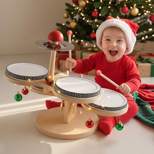 Wooden 8 in 1 Percussion Drum Kit with Xylophone Cymbal C159