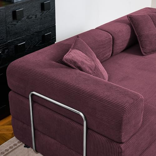 Green Corduroy Convertible Floor Sofa Bed with Pillow Z738206