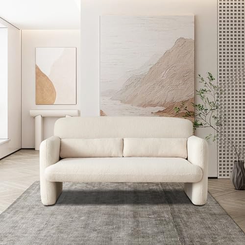 Sherpa Lamb Fabric Armed Accent Chair with Waist Pillow J18404