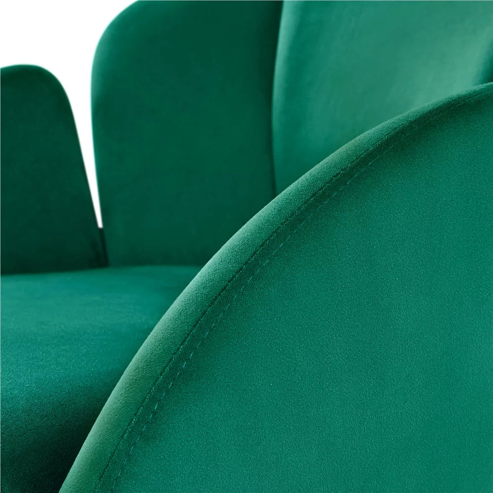 Green Velvet Armchair with Golden Metal Legs I413709