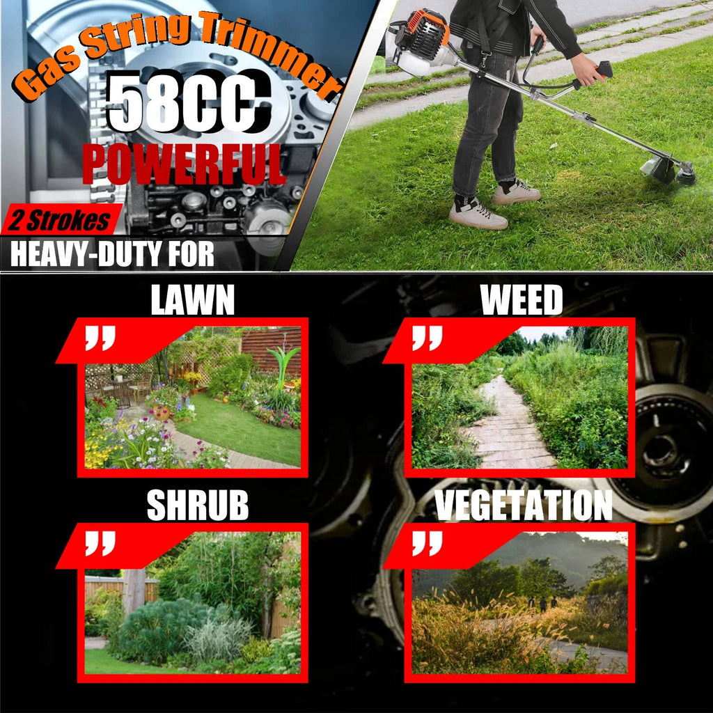 58CC Gas Weed Eaters 2-Cycle Straight Shaft Weed Trimmer Y37933
