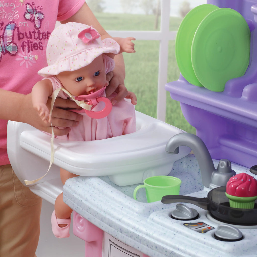 Pink Toddler Plastic Kitchen Playset with 30 Piece Play Set A119695