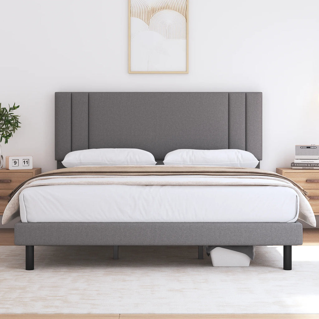 King Size Fabric Upholstered Platform Bed Frame C486