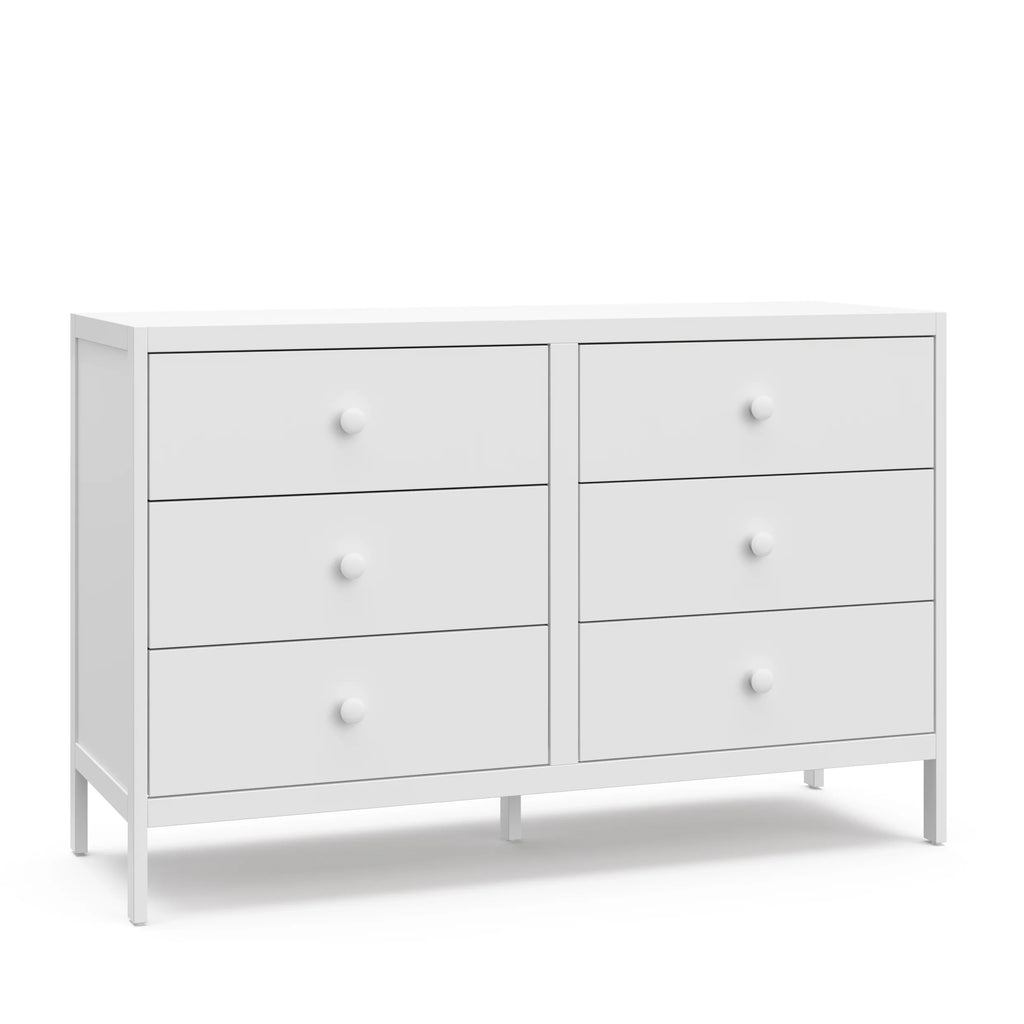 White 6 Drawer Double Dresser B869