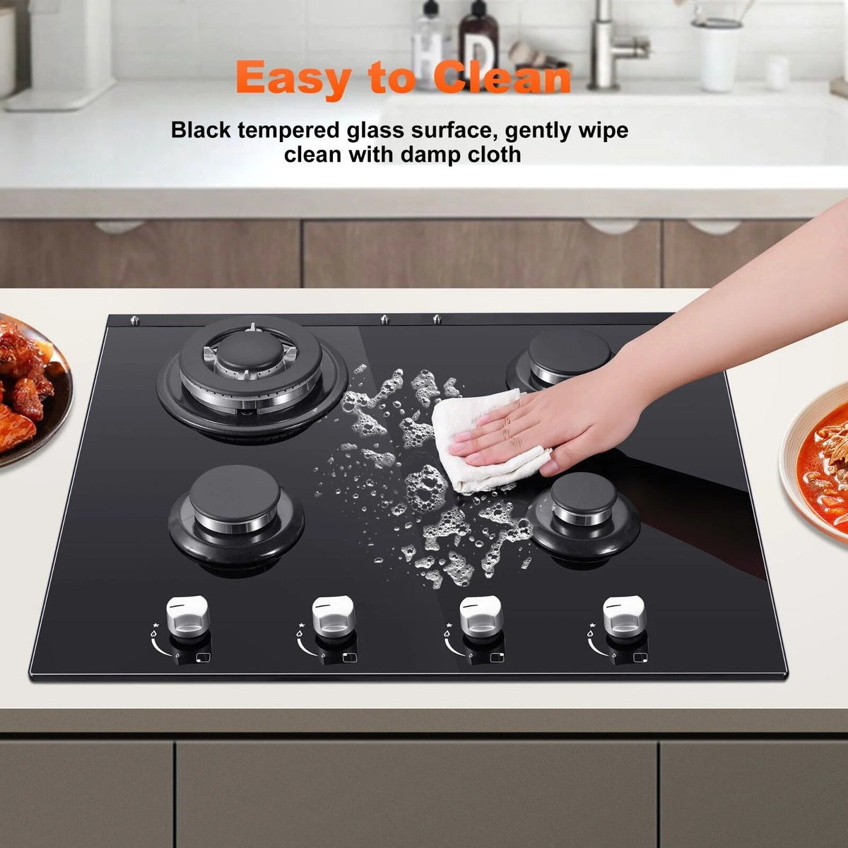 24 inch 4 Burners Gas Cooktop with Tempered Glass X792