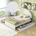 Full Size White Teddy Upholstered Platform Bed with Four Drawers O829376