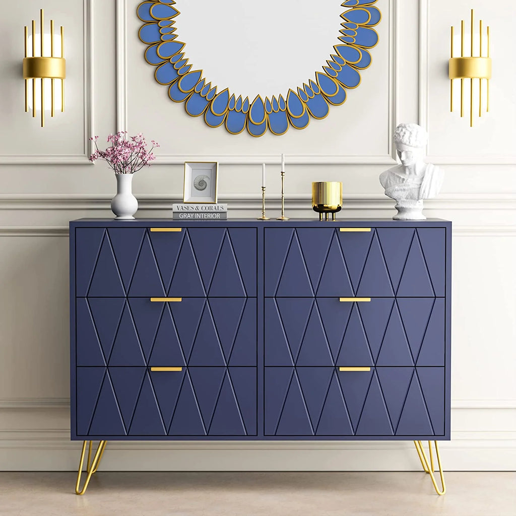 Navy Blue 6 Drawer Dresser R390395