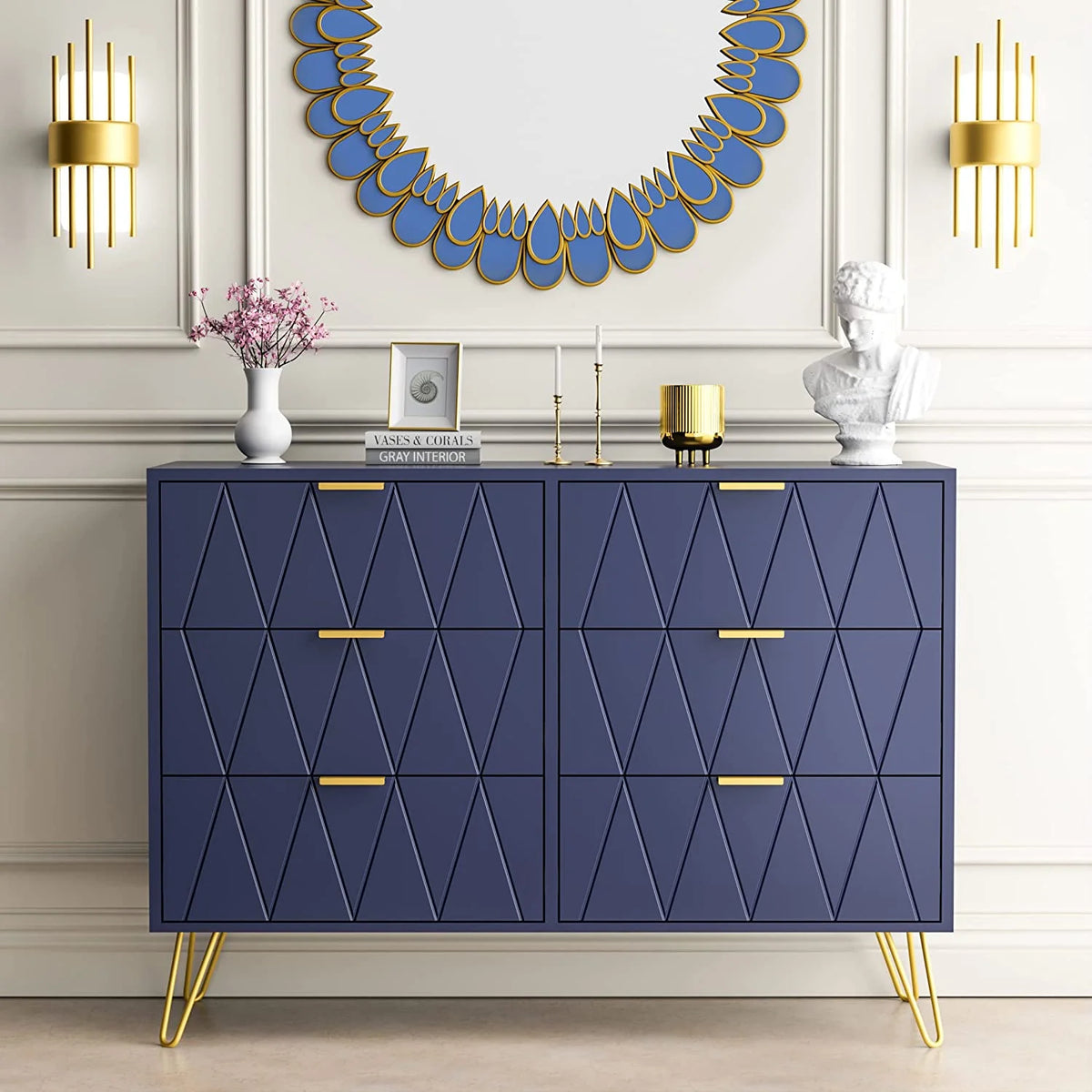 Navy Blue 6 Drawer Dresser R390395