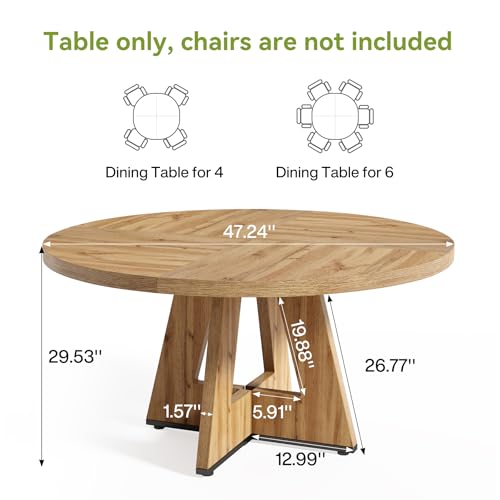 Round Dining Table with Wooden Pedestal Base P465