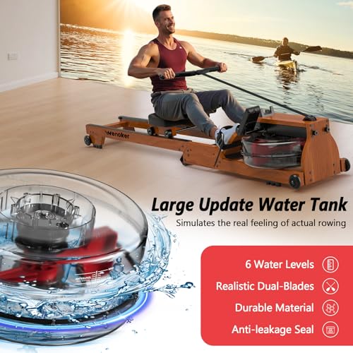 Wooden Foldable Water Rowing Machine with Monitor Q741