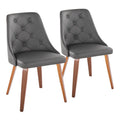 Grey Faux Leather Walnut Wood Dining Chair Set of 2 N9964