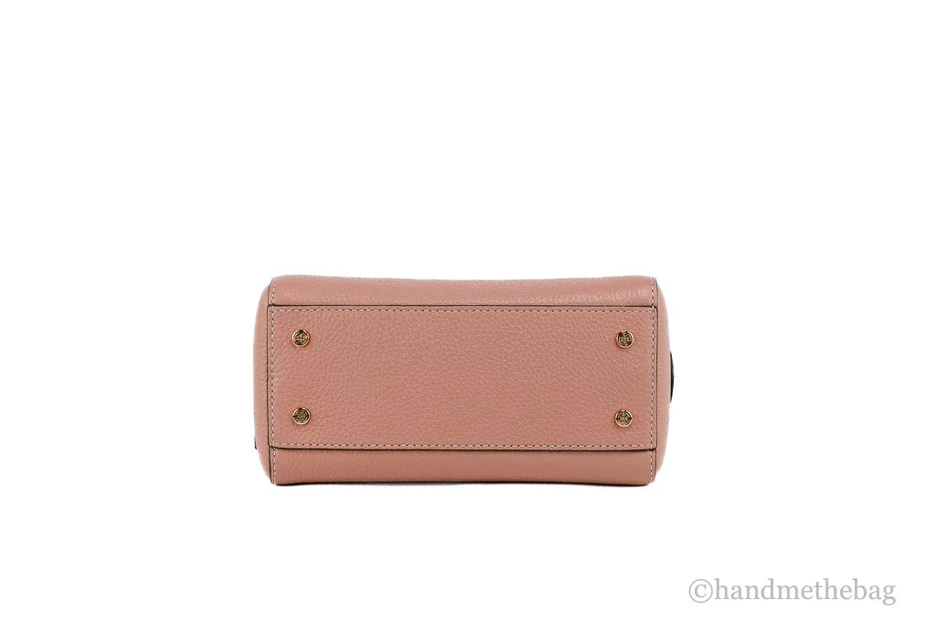 Pink Pebbled Leather Satchel Crossbody Bag O315559