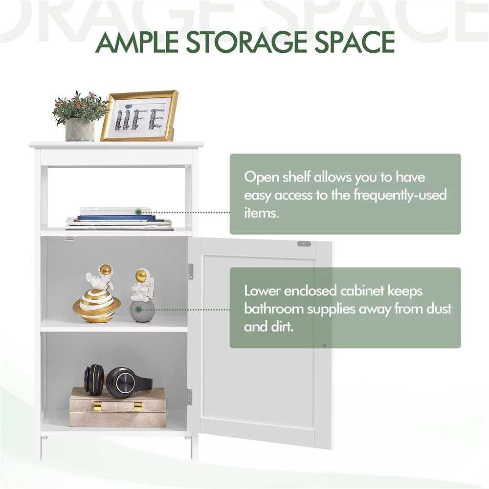 4-Tier White Wooden Bathroom Floor Cabinet Y321898