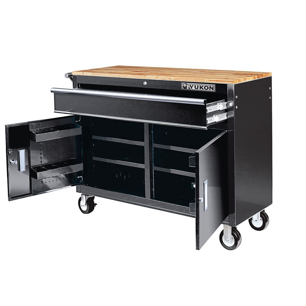 46 in. Mobile Workbench with Solid Wood Top Y796980