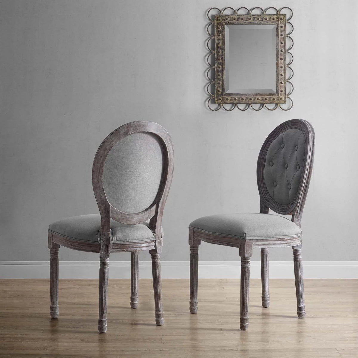 Light Gray Upholstered Fabric Dining Side Chair Set of 2 Q6608
