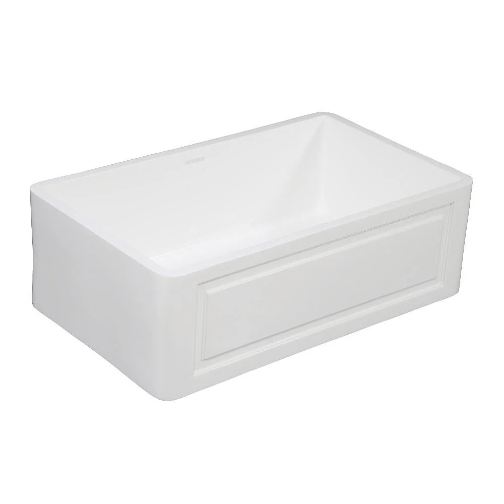 33 In. Apron Front Farmhouse Single Bowl Kitchen Sink, Matte White E31617
