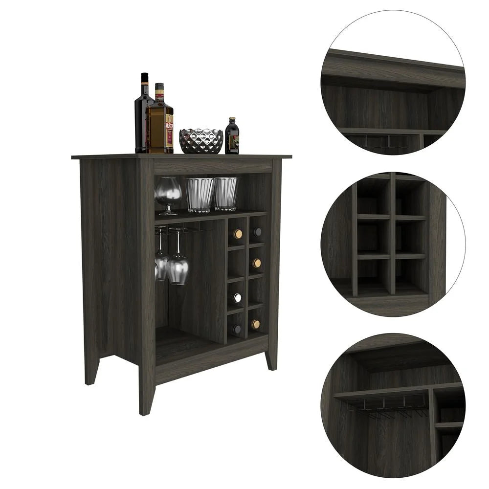 Engineered Wood Bar Cabinet with 2 Open Shelves in Espresso N44549