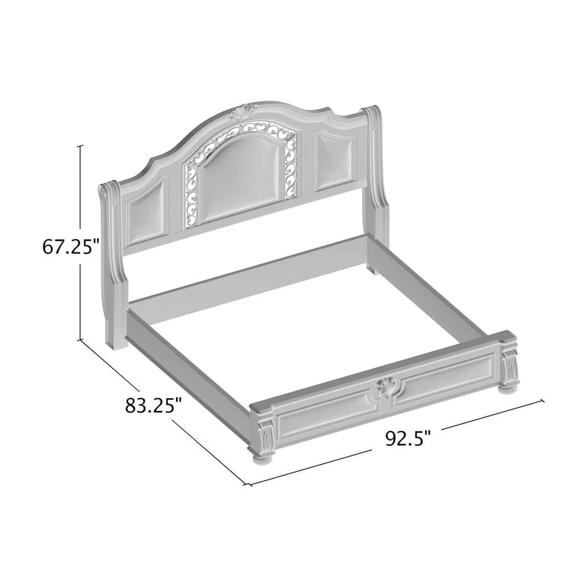 Solid Wood Panel King Bed with Faux Leather Q68455