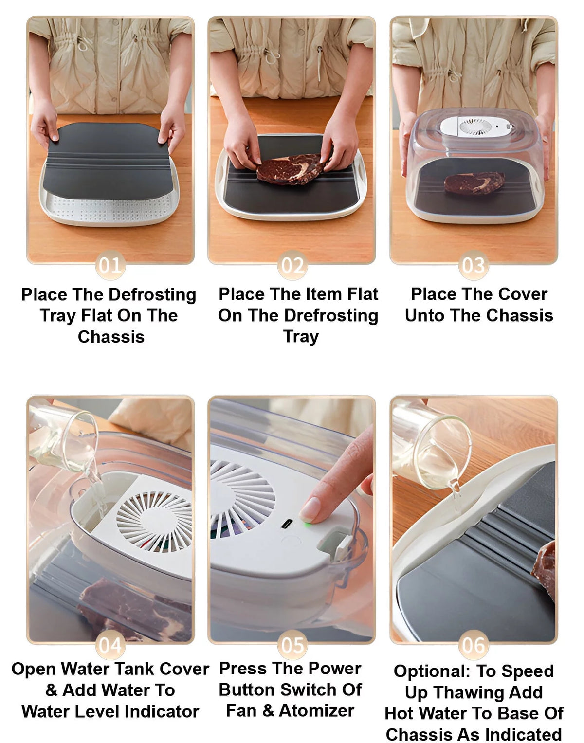3 in 1 Defrosting Tray USB Rechargeable Aluminum E912