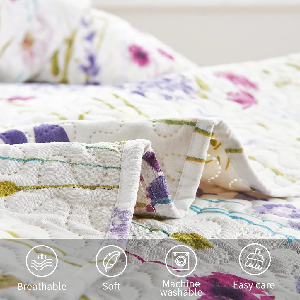 Floral Queen Bedding Microfiber Bedspread Set O3640