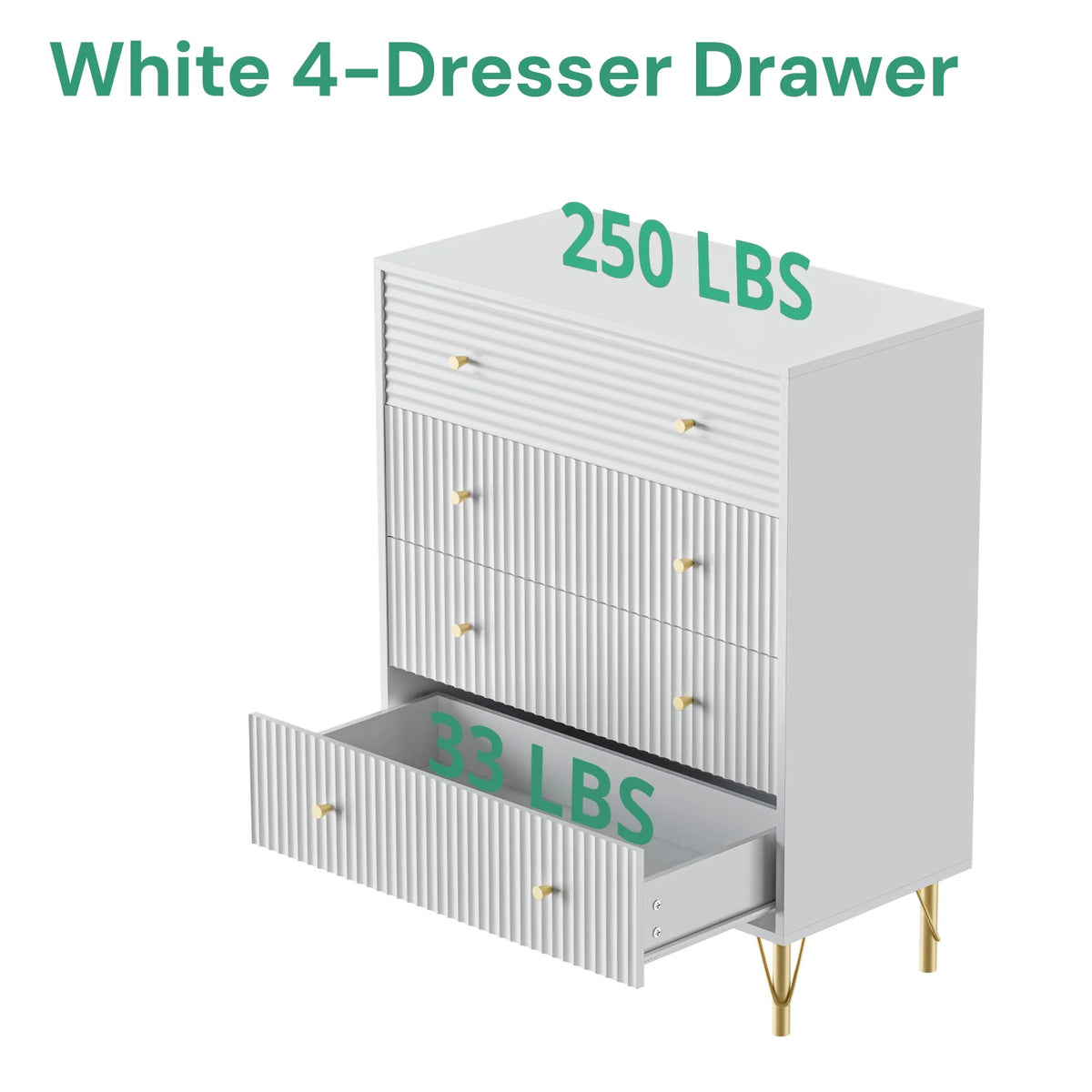 White 4 Drawer Dresser Set of 2 T768