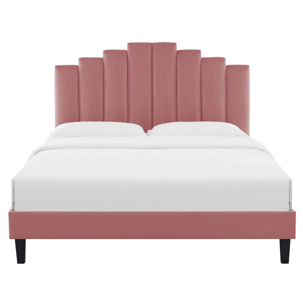 Queen Size Velvet Platform Bed Frame X719121