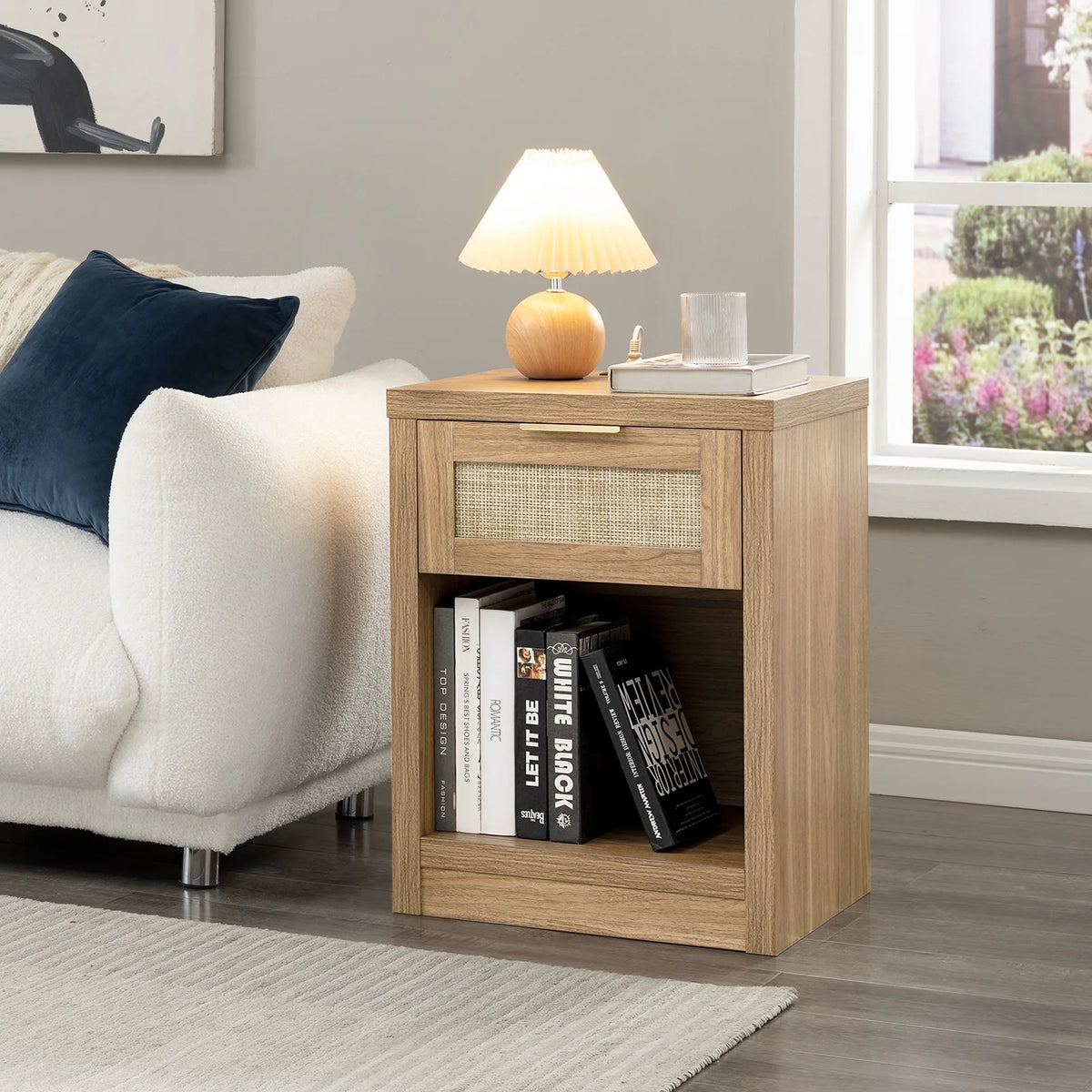Rattan Nightstands Set of 2 with Charging Station S69810