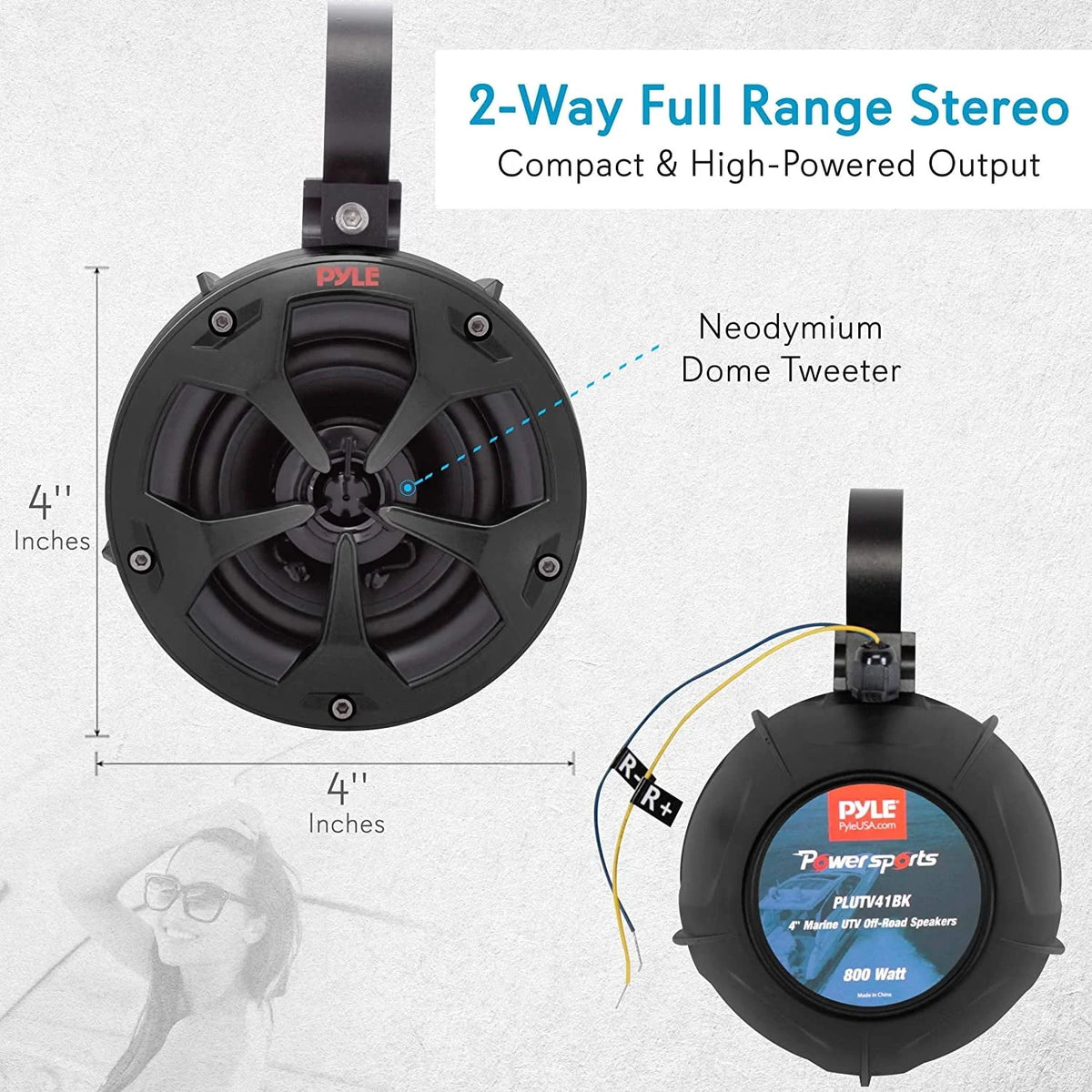 4 Inch 800W Waterproof Marine Speaker System (2 Pairs) E7209
