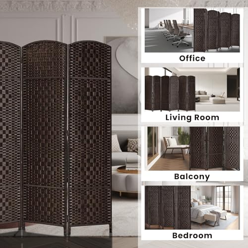 6 Panel Dark Coffee Folding Room Divider Y798821