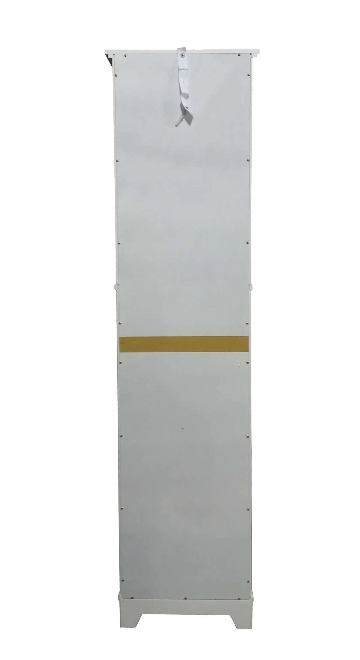 White Tall Wood Bathroom Storage Cabinet Linen Tower C43581