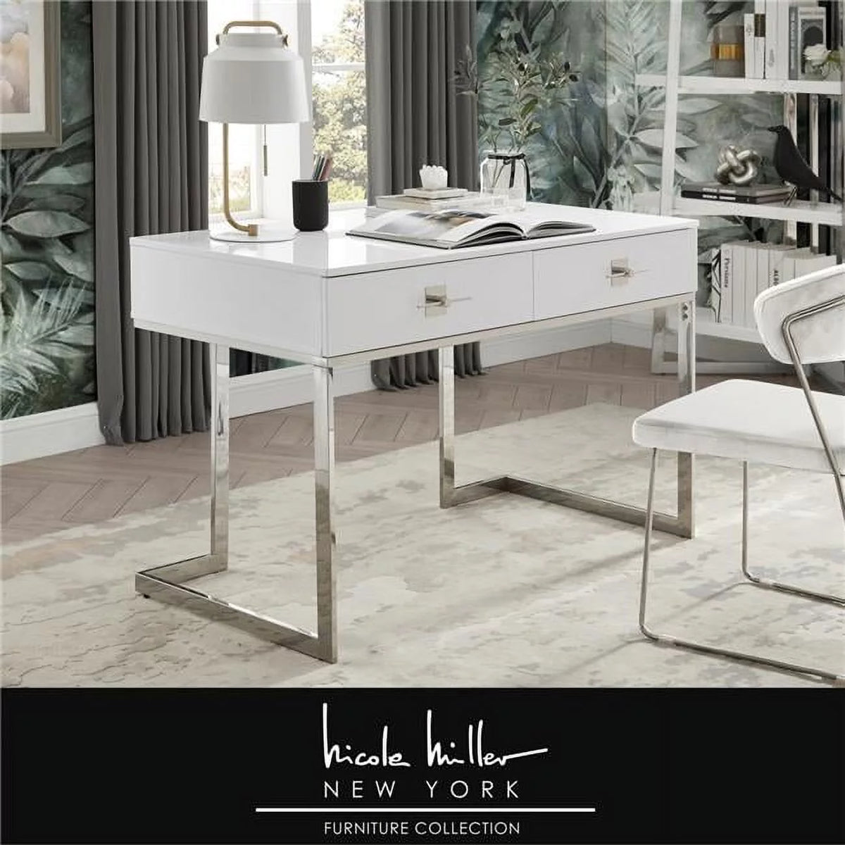 White & Chrome Writing Desk H53471