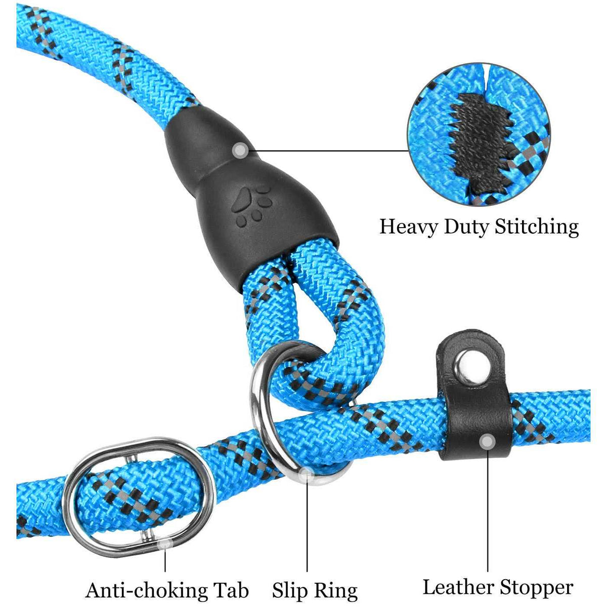 6 FT Reflective Rope Slip Lead Dog Leash with Padded Handle B194800