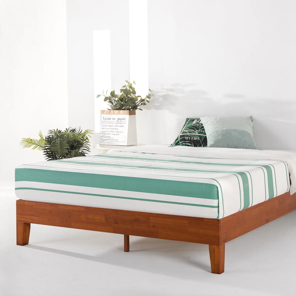 Cherry Twin Solid Wood Platform Bed with Wooden Slats M3535