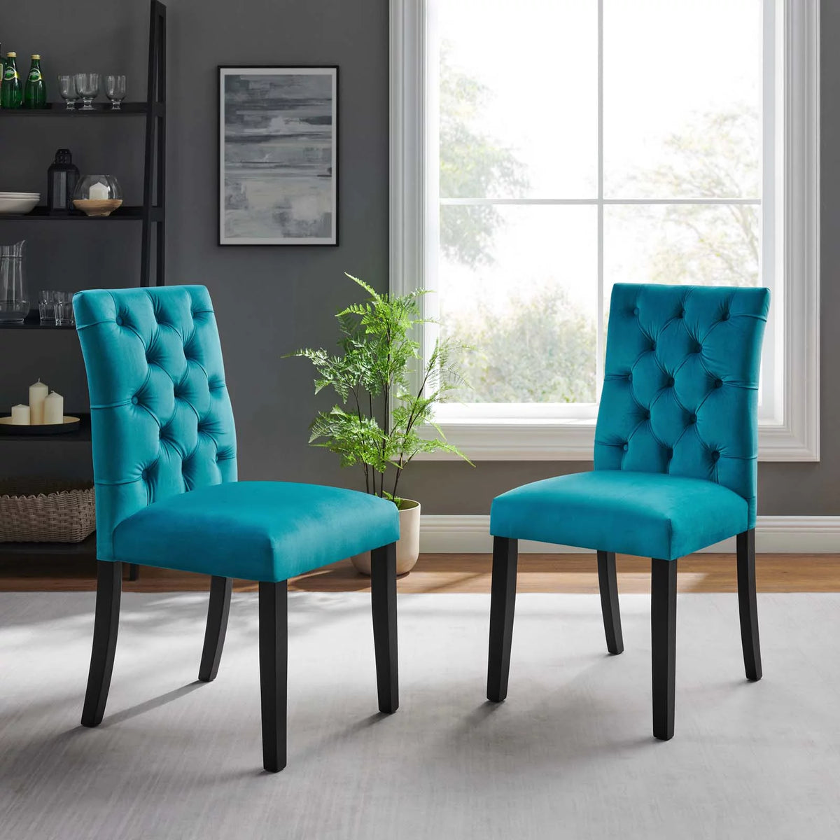 Blue Velvet Dining Chairs Set of 2 N261751