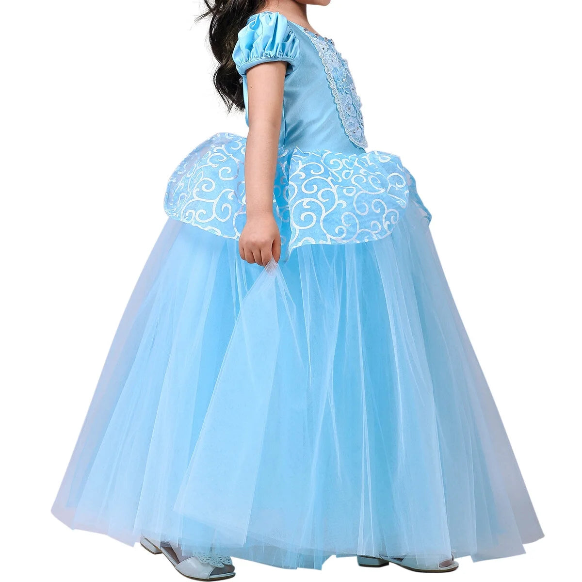 Blue Puff Sleeves Girls Costume T846