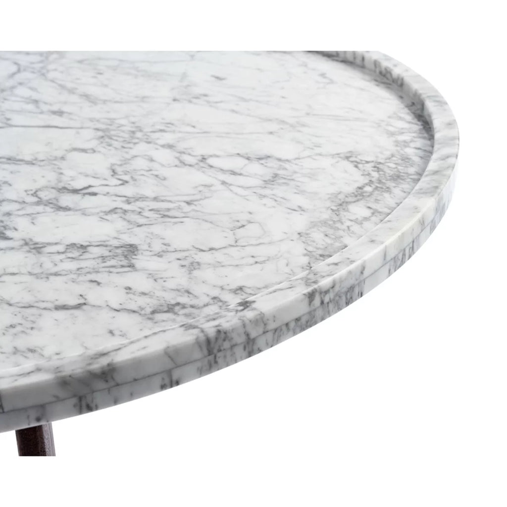White and Brown Round Marble Coffee Table U440849