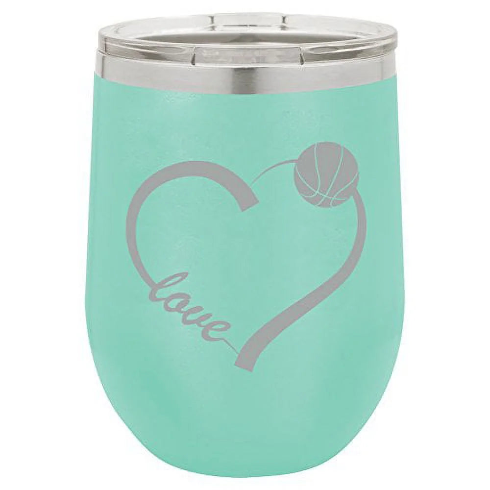 12 oz Double Wall Vacuum Insulated Stainless Steel Stemless Wine Tumbler with Lid F18965