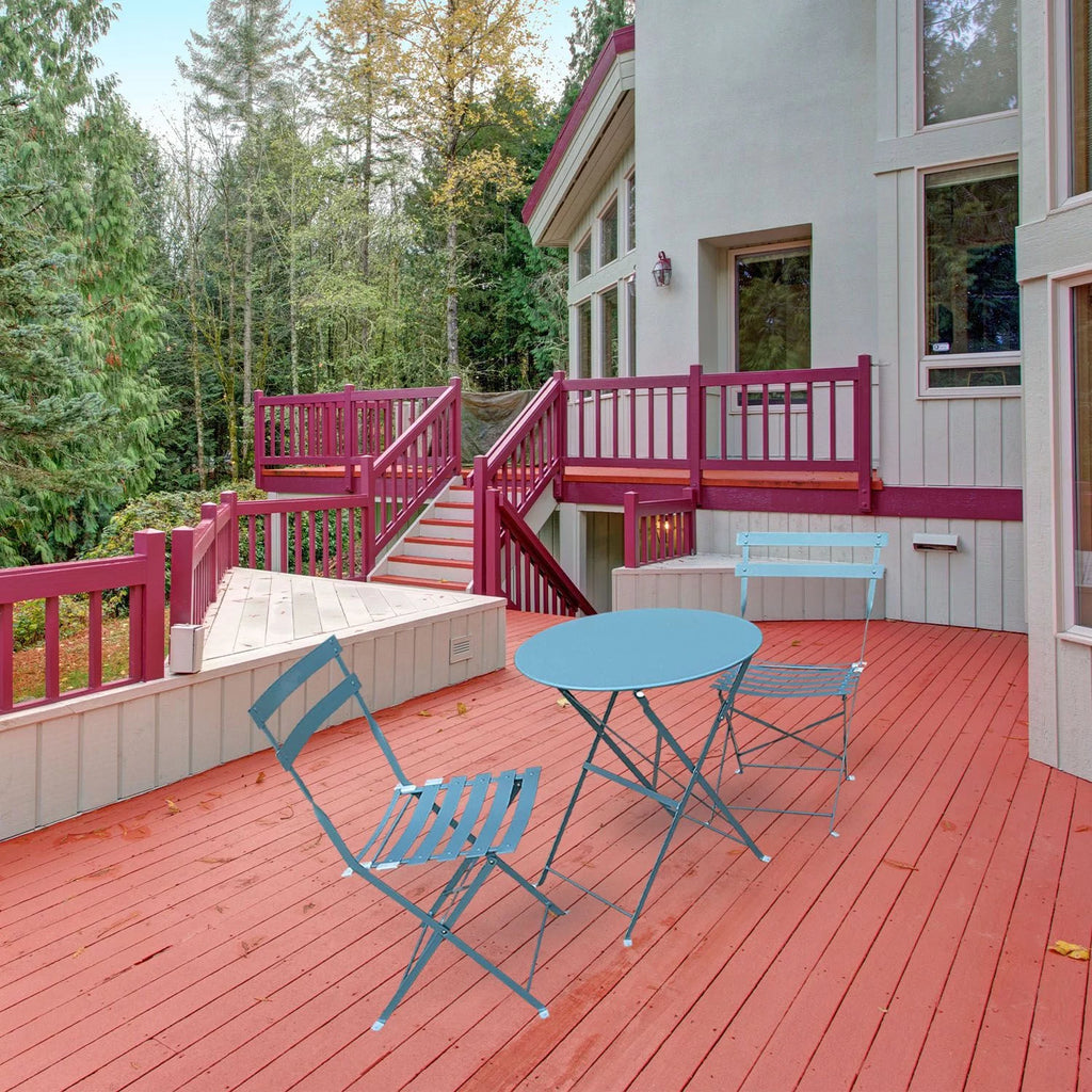 3 Piece Porch Furniture Set with Tea Table Blue E98872