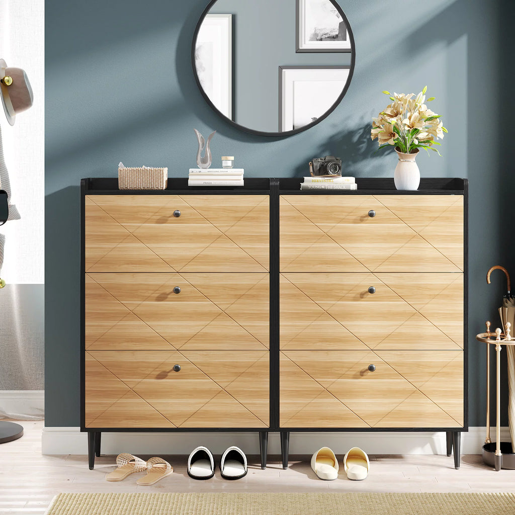 Narrow 3 Flip-Drawers Shoe Storage Cabinet M230325