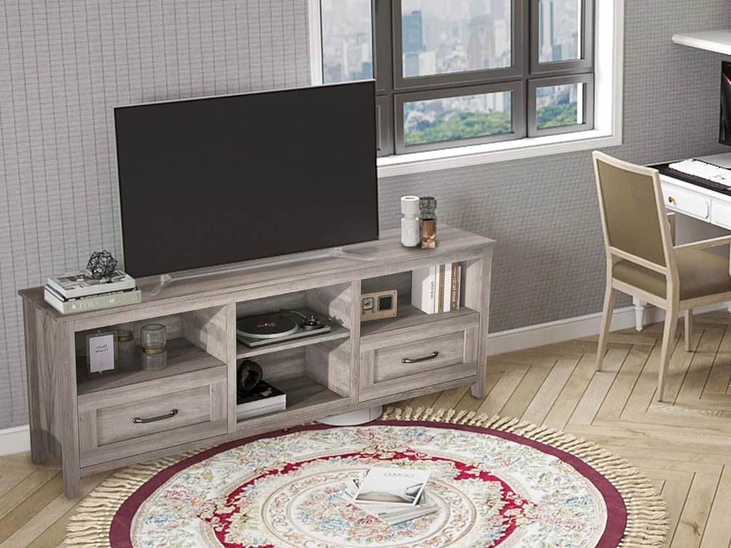 Black TV Stand for 70 inch Wide Screen with Drawers P872