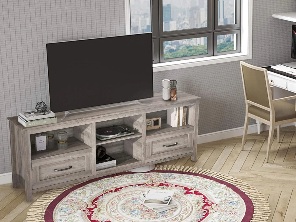 Black TV Stand for 70 inch Wide Screen with Drawers P872
