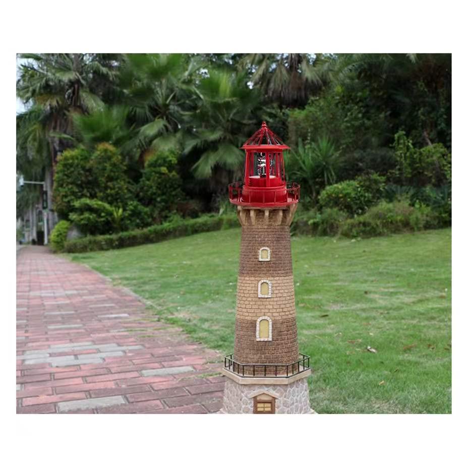Solar Powered Lighthouse 360 Degree Rotating Waterproof Garden Statue Lights Z5193