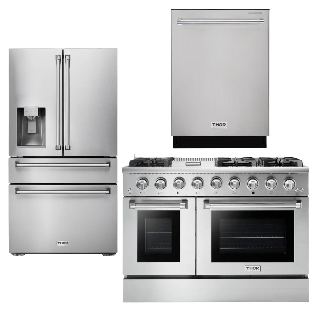 48 Gas Range, Refrigerator with Water and Ice Dispenser, Dishwasher E340277