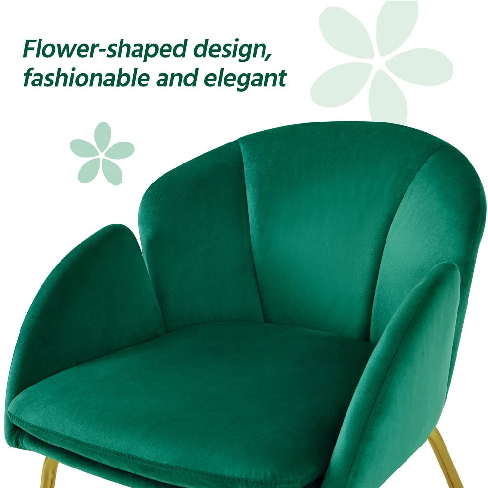 Green Velvet Armchair with Golden Metal Legs I413709