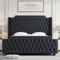 Queen Size Off-white Velvet Upholstered Bed Frame with Headboard and Footboard Y591